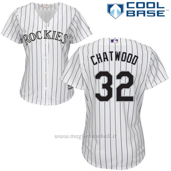 Maglia Baseball Donna Colorado Rockies Tyler Chatwood 32 Bianco Autentico Collezione Cool Base
